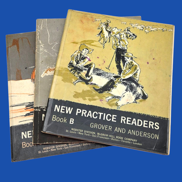 Set of 3 Vintage New Practice Readers Book A, B, & C Illustrated Reading Lessons - Picture 3 of 16